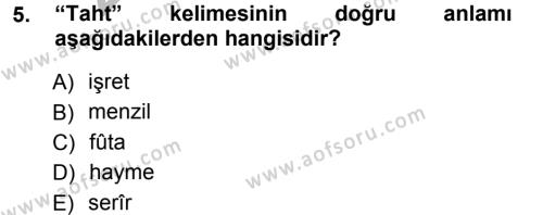 Osmanlı Türkçesi Metinleri 1 Dersi 2012 - 2013 Yılı (Vize) Ara Sınavı 5. Soru