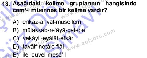 Osmanlı Türkçesi Metinleri 1 Dersi 2012 - 2013 Yılı (Final) Dönem Sonu Sınavı 13. Soru