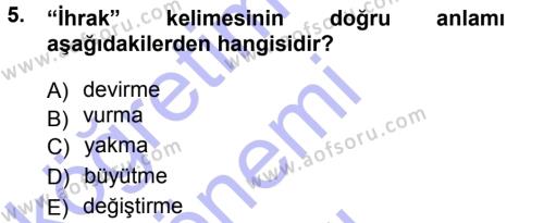 Osmanlı Türkçesi Metinleri 1 Dersi 2012 - 2013 Yılı (Final) Dönem Sonu Sınavı 5. Soru