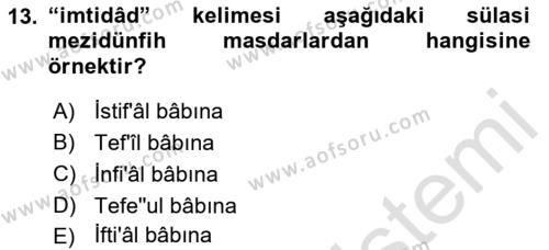 Osmanlı Türkçesi Metinleri 1 Dersi 2022 - 2023 Yılı Yaz Okulu Sınavı 13. Soru