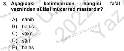 Osmanlı Türkçesi Metinleri 1 Dersi 2022 - 2023 Yılı Yaz Okulu Sınavı 3. Soru