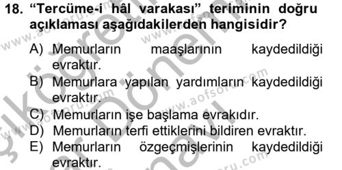 Osmanlı Türkçesi Metinleri 2 Dersi 2012 - 2013 Yılı (Final) Dönem Sonu Sınavı 18. Soru