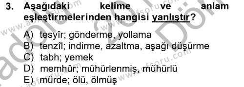 Osmanlı Türkçesi Metinleri 2 Dersi 2012 - 2013 Yılı (Final) Dönem Sonu Sınavı 3. Soru