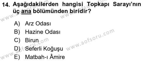 Osmanlı Yenileşme Hareketleri (1703-1876) Dersi 2018 - 2019 Yılı (Vize) Ara Sınavı 14. Soru