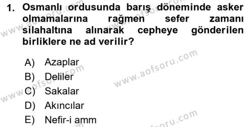 Osmanlı Yenileşme Hareketleri (1703-1876) Dersi 2018 - 2019 Yılı Yaz Okulu Sınavı 1. Soru