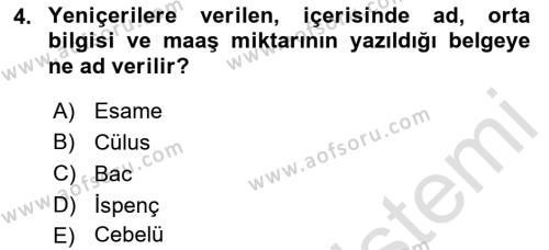 Osmanlı Yenileşme Hareketleri (1703-1876) Dersi 2021 - 2022 Yılı (Vize) Ara Sınavı 4. Soru