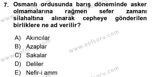 Osmanlı Yenileşme Hareketleri (1703-1876) Dersi 2021 - 2022 Yılı (Vize) Ara Sınavı 7. Soru