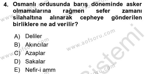 Osmanlı Yenileşme Hareketleri (1703-1876) Dersi 2021 - 2022 Yılı Yaz Okulu Sınavı 4. Soru