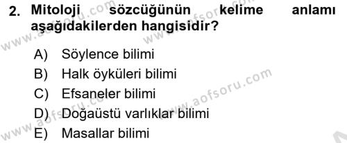 Türk Mitolojisi Dersi 2022 - 2023 Yılı (Vize) Ara Sınavı 2. Soru