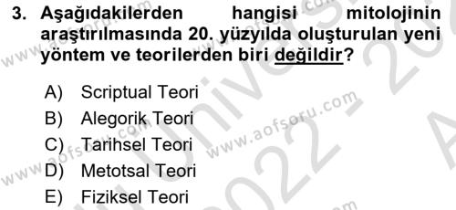 Türk Mitolojisi Dersi 2022 - 2023 Yılı (Vize) Ara Sınavı 3. Soru