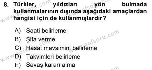 Türk Mitolojisi Dersi 2022 - 2023 Yılı (Vize) Ara Sınavı 8. Soru