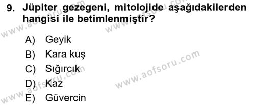Türk Mitolojisi Dersi 2022 - 2023 Yılı (Vize) Ara Sınavı 9. Soru