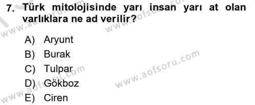 Türk Mitolojisi Dersi 2022 - 2023 Yılı (Final) Dönem Sonu Sınavı 7. Soru