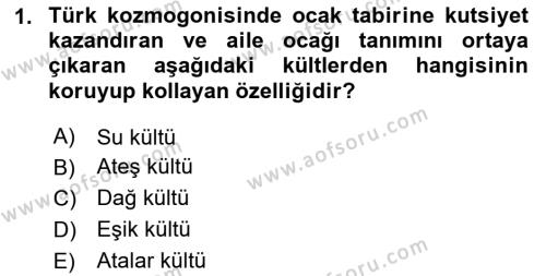 Türk Mitolojisi Dersi 2024 - 2025 Yılı (Vize) Ara Sınavı 1. Soru