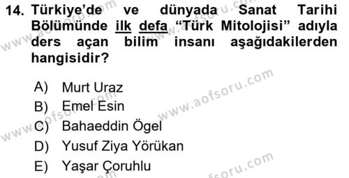 Türk Mitolojisi Dersi 2024 - 2025 Yılı (Vize) Ara Sınavı 14. Soru