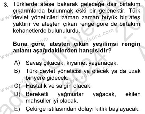 Türk Mitolojisi Dersi 2024 - 2025 Yılı (Vize) Ara Sınavı 3. Soru