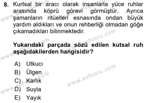 Türk Mitolojisi Dersi 2024 - 2025 Yılı (Vize) Ara Sınavı 8. Soru