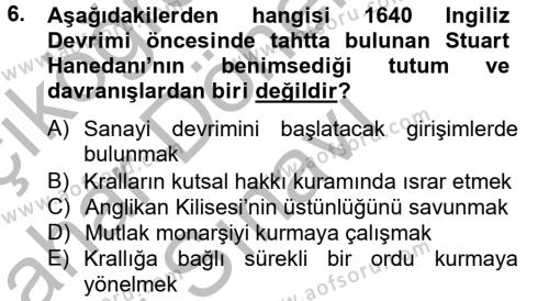 Siyasi Düşünceler Tarihi Dersi 2012 - 2013 Yılı (Final) Dönem Sonu Sınavı 6. Soru