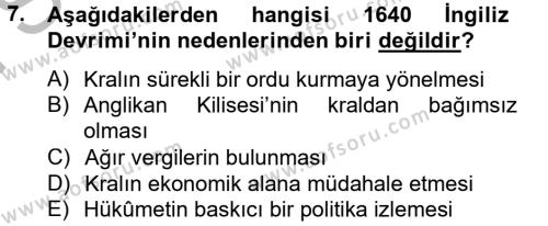 Siyasi Düşünceler Tarihi Dersi 2013 - 2014 Yılı (Final) Dönem Sonu Sınavı 7. Soru