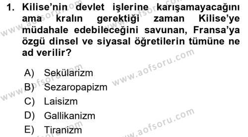 Siyasi Düşünceler Tarihi Dersi 2020 - 2021 Yılı Yaz Okulu Sınavı 1. Soru