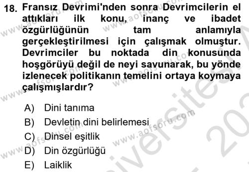 Siyasi Düşünceler Tarihi Dersi 2023 - 2024 Yılı (Final) Dönem Sonu Sınavı 18. Soru