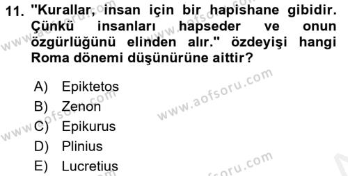 Bilim ve Teknoloji Tarihi Dersi 2017 - 2018 Yılı 3 Ders Sınavı 11. Soru