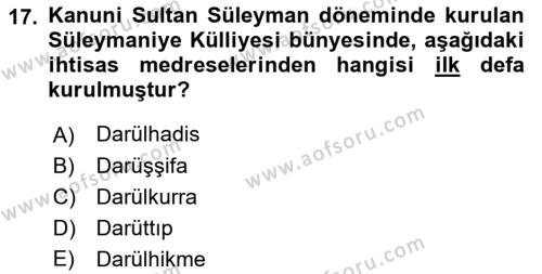 Bilim ve Teknoloji Tarihi Dersi 2017 - 2018 Yılı (Final) Dönem Sonu Sınavı 17. Soru