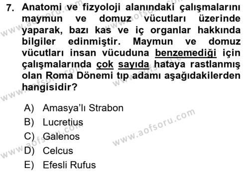 Bilim ve Teknoloji Tarihi Dersi 2018 - 2019 Yılı 3 Ders Sınavı 7. Soru