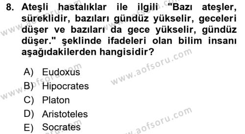 Bilim ve Teknoloji Tarihi Dersi 2018 - 2019 Yılı (Vize) Ara Sınavı 8. Soru