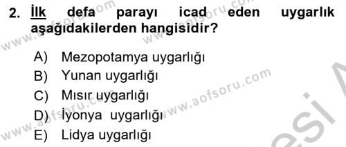 Bilim ve Teknoloji Tarihi Dersi 2018 - 2019 Yılı Yaz Okulu Sınavı 2. Soru