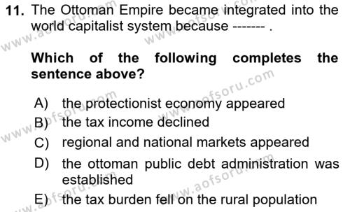 Principles Of Ataturk And The History Of Turkish Revolution 1 Dersi 2018 - 2019 Yılı (Vize) Ara Sınavı 11. Soru