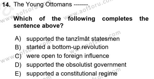 Principles Of Ataturk And The History Of Turkish Revolution 1 Dersi 2018 - 2019 Yılı (Vize) Ara Sınavı 14. Soru