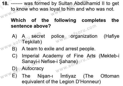 Principles Of Ataturk And The History Of Turkish Revolution 1 Dersi 2018 - 2019 Yılı (Vize) Ara Sınavı 18. Soru