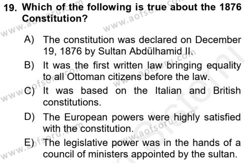 Principles Of Ataturk And The History Of Turkish Revolution 1 Dersi 2018 - 2019 Yılı (Vize) Ara Sınavı 19. Soru