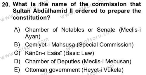 Principles Of Ataturk And The History Of Turkish Revolution 1 Dersi 2018 - 2019 Yılı (Vize) Ara Sınavı 20. Soru