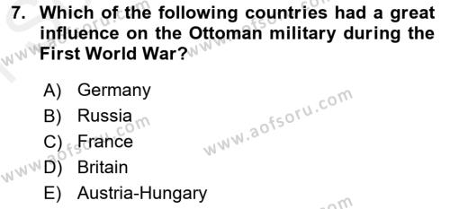 Principles Of Ataturk And The History Of Turkish Revolution 1 Dersi 2018 - 2019 Yılı (Final) Dönem Sonu Sınavı 7. Soru