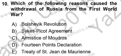 Principles Of Ataturk And The History Of Turkish Revolution 1 Dersi 2018 - 2019 Yılı Yaz Okulu Sınavı 10. Soru