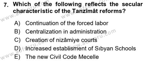 Principles Of Ataturk And The History Of Turkish Revolution 1 Dersi 2018 - 2019 Yılı Yaz Okulu Sınavı 7. Soru