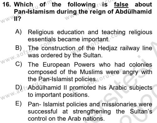 Principles Of Ataturk And The History Of Turkish Revolution 1 Dersi 2019 - 2020 Yılı (Vize) Ara Sınavı 16. Soru