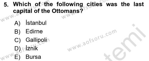 Principles Of Ataturk And The History Of Turkish Revolution 1 Dersi 2019 - 2020 Yılı (Vize) Ara Sınavı 5. Soru