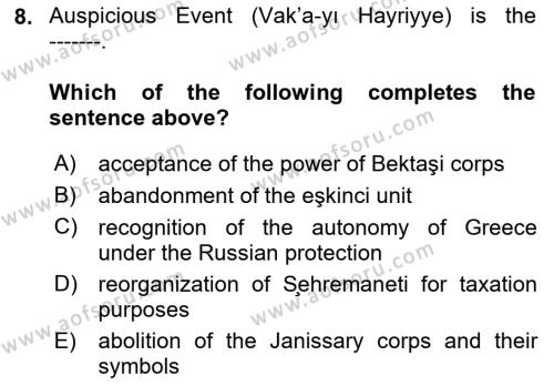 Principles Of Ataturk And The History Of Turkish Revolution 1 Dersi 2019 - 2020 Yılı (Vize) Ara Sınavı 8. Soru