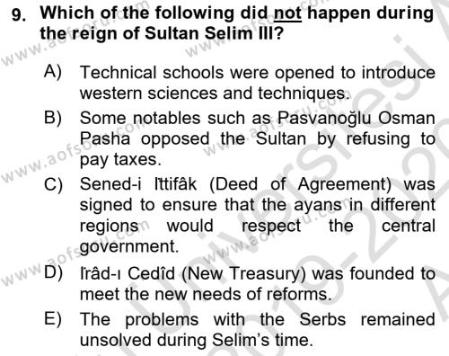 Principles Of Ataturk And The History Of Turkish Revolution 1 Dersi 2019 - 2020 Yılı (Vize) Ara Sınavı 9. Soru