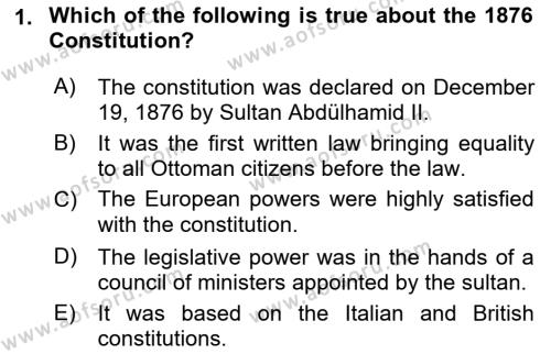 Principles Of Ataturk And The History Of Turkish Revolution 1 Dersi 2019 - 2020 Yılı (Final) Dönem Sonu Sınavı 1. Soru