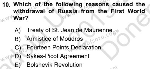 Principles Of Ataturk And The History Of Turkish Revolution 1 Dersi 2019 - 2020 Yılı (Final) Dönem Sonu Sınavı 10. Soru