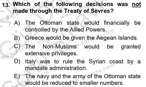 Principles Of Ataturk And The History Of Turkish Revolution 1 Dersi 2019 - 2020 Yılı (Final) Dönem Sonu Sınavı 13. Soru