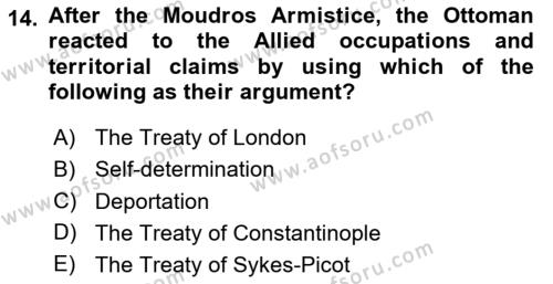 Principles Of Ataturk And The History Of Turkish Revolution 1 Dersi 2020 - 2021 Yılı Yaz Okulu Sınavı 14. Soru