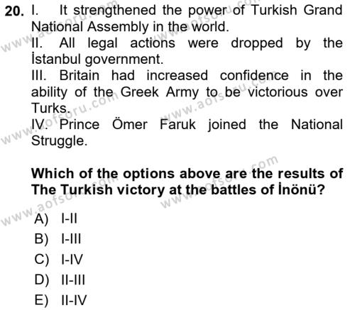 Principles Of Ataturk And The History Of Turkish Revolution 1 Dersi 2020 - 2021 Yılı Yaz Okulu Sınavı 20. Soru