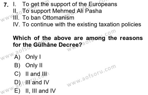 Principles Of Ataturk And The History Of Turkish Revolution 1 Dersi 2020 - 2021 Yılı Yaz Okulu Sınavı 7. Soru