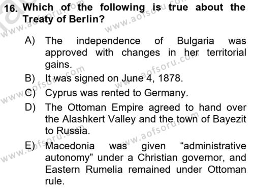 Principles Of Ataturk And The History Of Turkish Revolution 1 Dersi 2021 - 2022 Yılı (Vize) Ara Sınavı 16. Soru