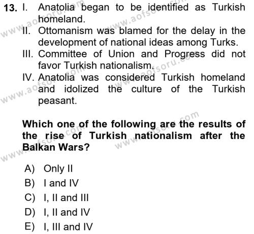 Principles Of Ataturk And The History Of Turkish Revolution 1 Dersi 2021 - 2022 Yılı Yaz Okulu Sınavı 13. Soru